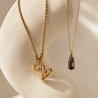 Gold Hearts Charm Necklace Set