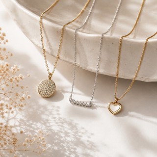 Heart Charm Mixed Metal necklace set alternate styled image