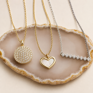 Heart Charm Mixed Metal necklace set styled product image
