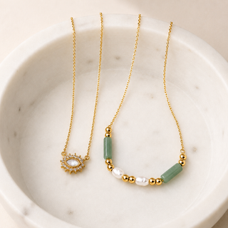 Cream & Seafoam Pendant Necklace