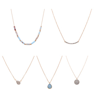 Natural Stone, Teardrop and Pave Necklace Set