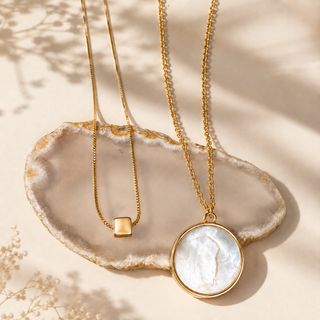 Minimalist Gold & Mother-of-Pearl Necklace Set