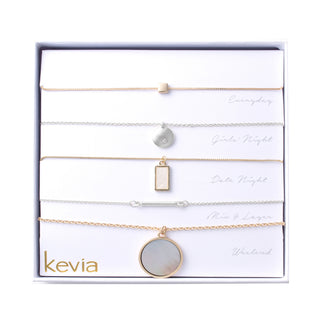 Minimalist Gold & Mother-of-Pearl Necklace Set