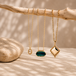 Natural Stone Pendant Necklace Set – image 2