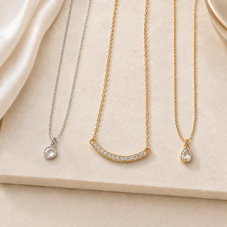 Geometric Mixed Metal Pendant Necklace Set – image 1