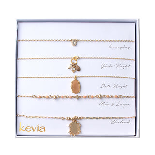 Mixed Peach Stone Necklace Set