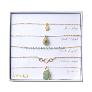 Sculptural Green Stone Necklace Set
