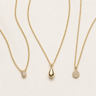 Gold Teardrop and Pavé Charm necklace set additional styled image