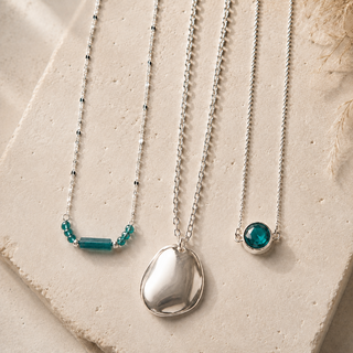 Textured Metal Coin and Stone necklace set styled product image