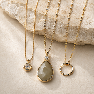 Faceted Teardrop Stone Necklace Set