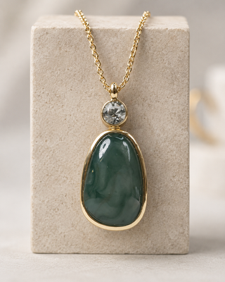 Natural Green Stone and Pave Necklace Set – image 3