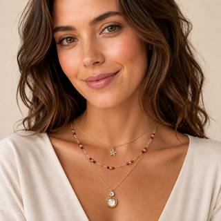 Floral Crystal and Garnet necklace set alternate styled image