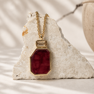 Garnet and Crystal Pendant Necklace Set