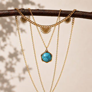 Turquoise Horseshoe Charm Necklace Set