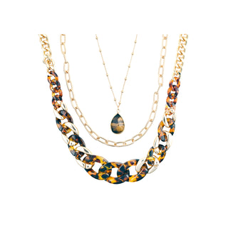 Tiger's Eye Resin Link Necklace Set