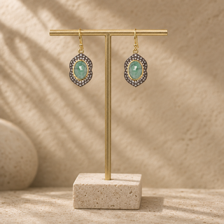 Nouveau Vintage-Inspired Blue Topaz Drop Earrings - lifestyle 1