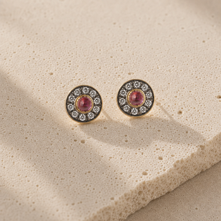 Nouveau Two-Tone Crystal Halo Stud Earrings - lifestyle 2