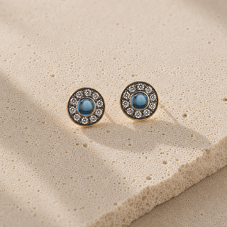 Nouveau Two-Tone Crystal Halo Stud Earrings