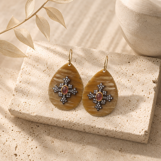 Nouveau Rustic Cross Teardrop Earrings - lifestyle 1