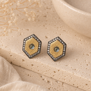 Nouveau Geometric Hexagon Stud Earrings - lifestyle 1