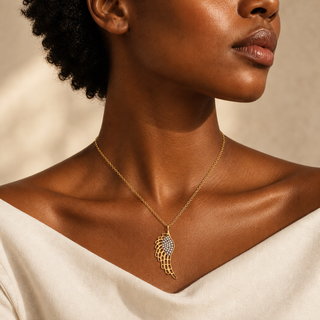 Nouveau Angelic Wing Pendant Necklace - model 1