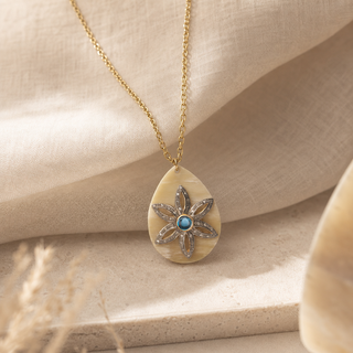 Nouveau Floral Teardrop Pendant Necklace