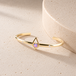 Ophelia Shiny Gold & Blue Opal Cuff Bracelet - lifestyle 1