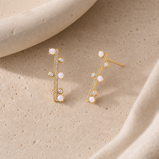 Ophelia Opal & Crystal Geometric Drop Earrings - lifestyle 1