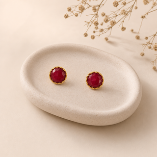 Rococo Ruby Quartz Gemstone Earrings - lifestyle 1
