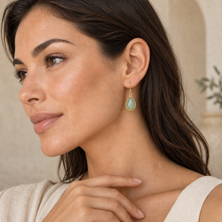Rococo Teardrop Gemstone Drop Earrings - model 1