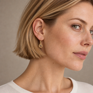 Rococo Rose and Lace Drop Earrings - model 1