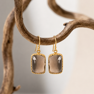 Rococo Rectangular Smoky Quartz Drop Earrings