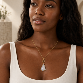 Rococo Tiered Asymmetric Teardrop Necklace - model 1