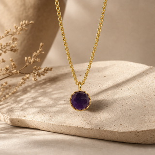 Rococo Amethyst Quartz Gemstone Necklace - lifestyle 1