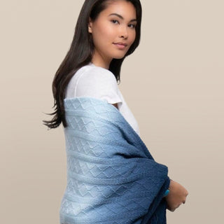 Navy Ombré Cable Knit Blanket Scarf