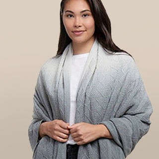 Gray Ombré Cable Knit Blanket Scarf