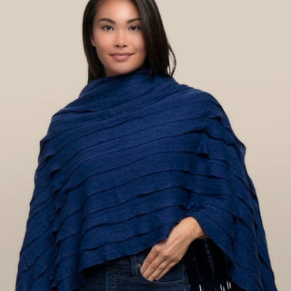 Navy Textured Knit Blanket Scarf