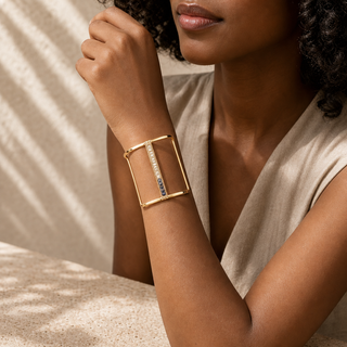 Vita Modern Geometric Shiny Gold Cuff Bracelet - model 1
