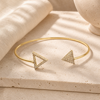 Vita Shiny Gold Cuff with Pave Triangle Accents - lifestyle 1