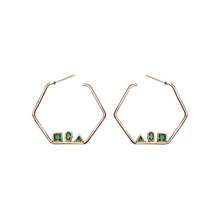 Vita Geometric Emerald Hoop Earrings