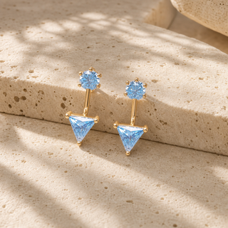Vita Crystal Stud Earrings with Triangle Drop - lifestyle 2
