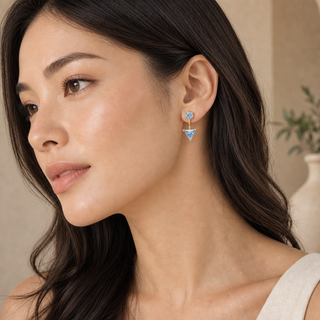 Vita Crystal Stud Earrings with Triangle Drop - model 1