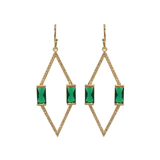 Vita Pave & Emerald DIamond Shape Earrings