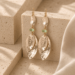 Iconography Hammered Leaf Drop Earrings - lifestyle 1
