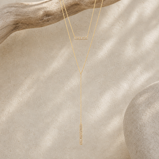 Vita Layered Necklace with Double Bar Pendant Necklace - lifestyle 1