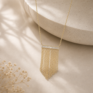 Vita Gold Fringe Statement Necklace - lifestyle 2