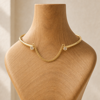 Vita Shiny Gold Chain-Accented Choker Necklace - lifestyle 2