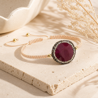 Vie Boheme Purple Jade & Cream Macrame Bracelet - lifestyle 1