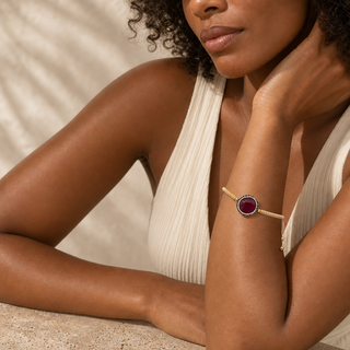 Vie Boheme Purple Jade & Cream Macrame Bracelet - model 1