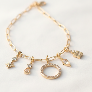 Curated Layering Charm Necklace - New Arrangement, White Background